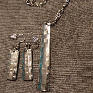 Handmade silverware necklace and earrings set